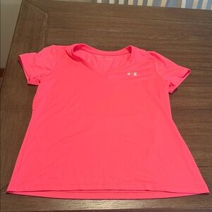 Under Armour Women's Neon Pink V-Neck Performance Tee
